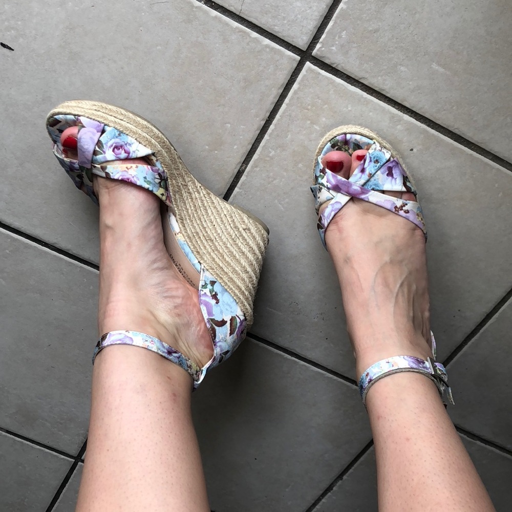 Floral espadrille wedges